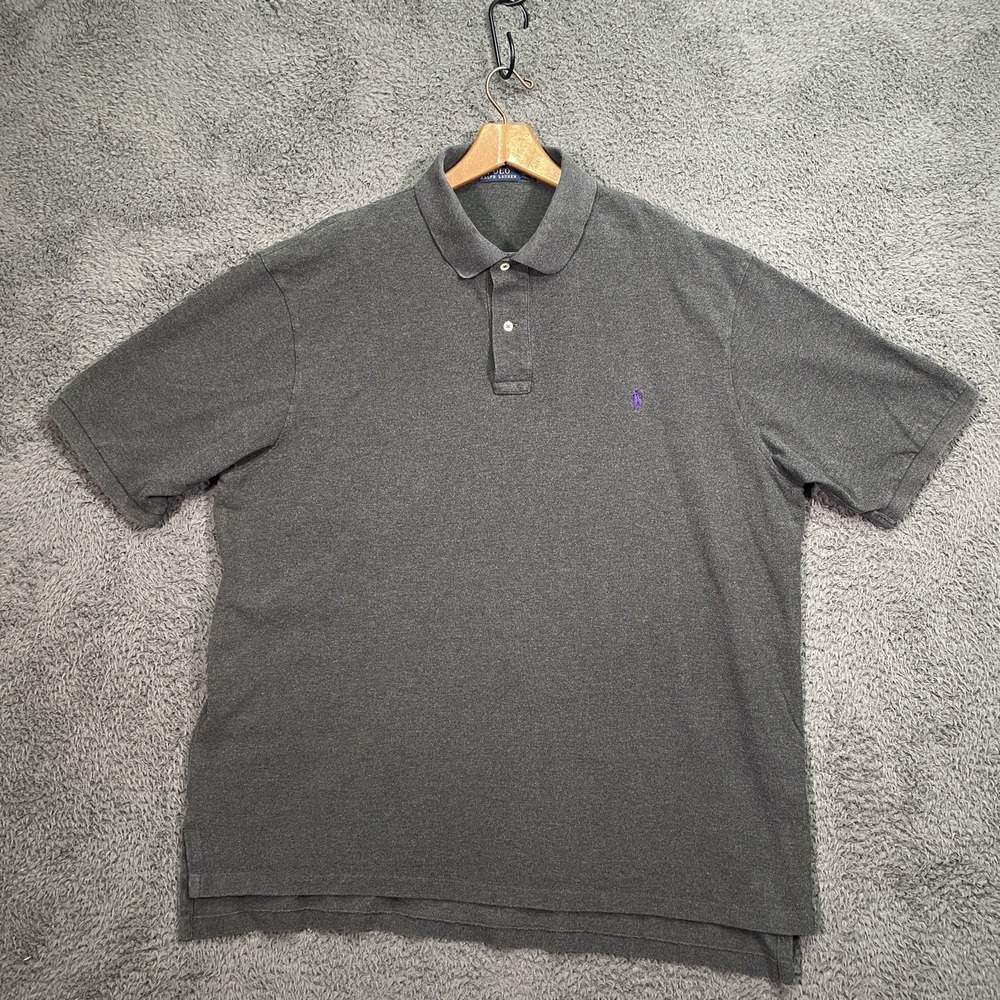 Polo Ralph Lauren Polo Shirt Mens 2XLT Gray Mesh Logo Short Sleeve Casual